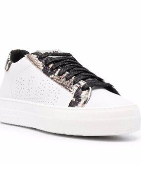 P448 Thea White Snakeskin Print Leather Leather Sneakers Platform Womens Size 40